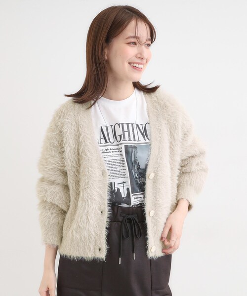 Cutie Blonde（キューティーブロンド）の「フェザーVネックカーディガン（カーディガン/ボレロ・レディース・ブラウン系その他/ブルー/グレー/オフホワイト/ピンク・00）」の10枚目の写真