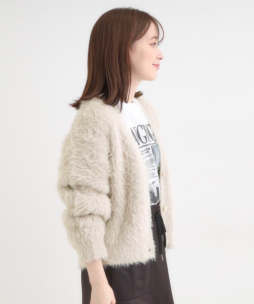 Cutie Blonde（キューティーブロンド）の「フェザーVネックカーディガン（カーディガン/ボレロ・レディース・ブラウン系その他/ブルー/グレー/オフホワイト/ピンク・00）」の11枚目の写真