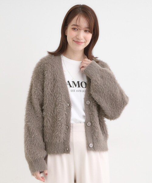 Cutie Blonde（キューティーブロンド）の「フェザーVネックカーディガン（カーディガン/ボレロ・レディース・ブラウン系その他/ブルー/グレー/オフホワイト/ピンク・00）」の14枚目の写真