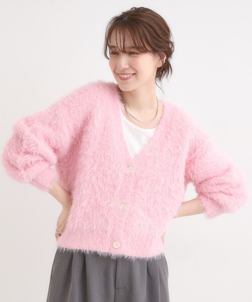 Cutie Blonde（キューティーブロンド）の「フェザーVネックカーディガン（カーディガン/ボレロ・レディース・ブラウン系その他/ブルー/グレー/オフホワイト/ピンク・00）」の18枚目の写真