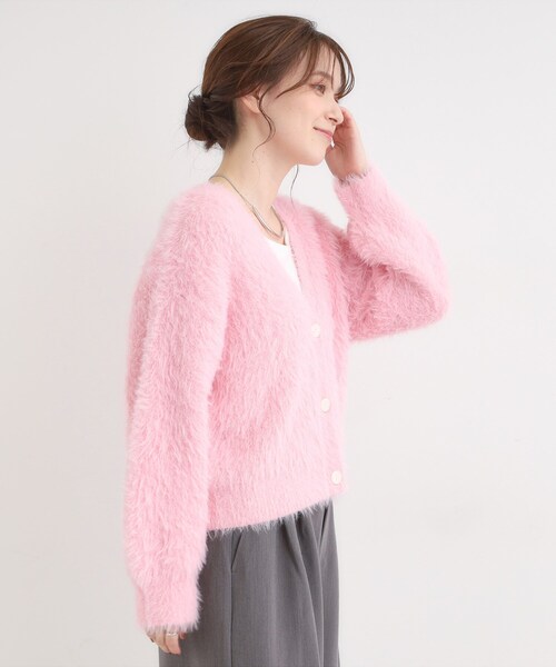 Cutie Blonde（キューティーブロンド）の「フェザーVネックカーディガン（カーディガン/ボレロ・レディース・ブラウン系その他/ブルー/グレー/オフホワイト/ピンク・00）」の19枚目の写真