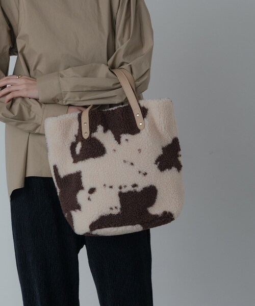 GALLEST（ギャレスト）の「ボアトート（トートバッグ・レディース・ダークブラウン系4/オフホワイト/ブラック・00）」の3枚目の写真