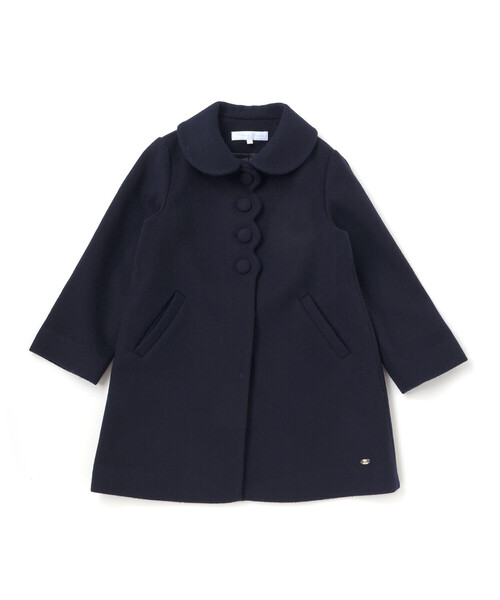 Tartine et Chocolat ウールコート 8A ネイビー スカラップビーバーウールコート(100~140cm)（その他アウター