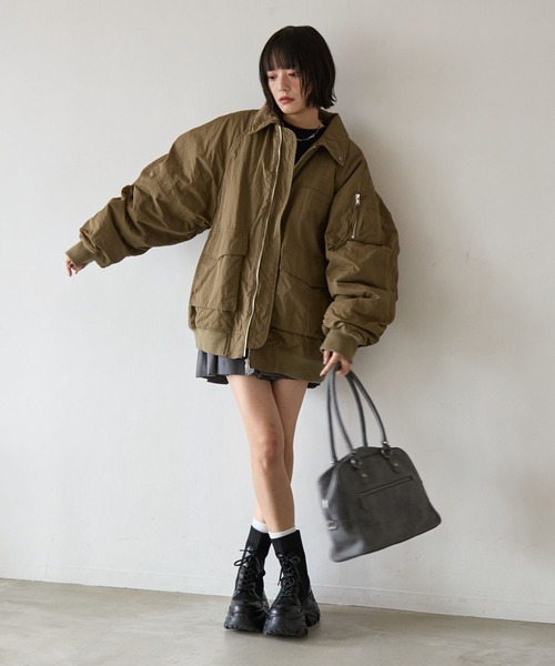 PBLIM（ページボーイリム）の「《UNISEX》ナカワタミリタリーブルゾン（ブルゾン・レディース・ブラック/カーキ/ブラウン・SMALL/MEDIUM）」の9枚目の写真