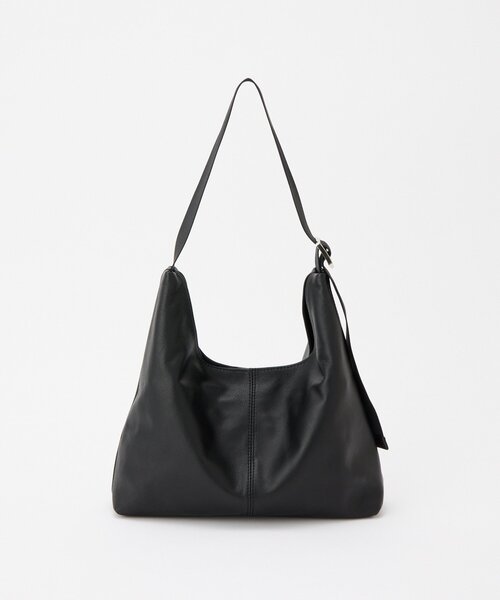 russet（ラシット）の「レザーホーボーバッグ M（ショルダーバッグ・レディース・ブラック/グレイッシュベージュ・FREE）」の5枚目の写真