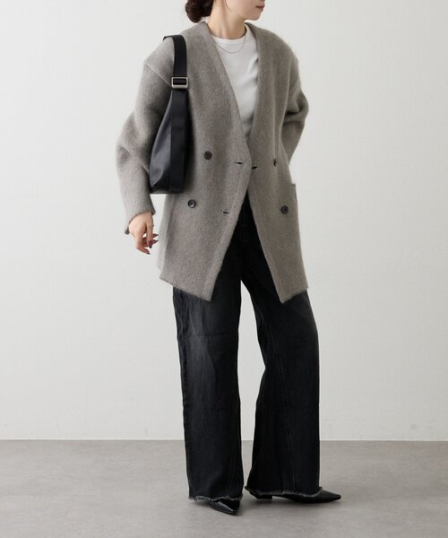 russet（ラシット）の「レザーホーボーバッグ M（ショルダーバッグ・レディース・ブラック/グレイッシュベージュ・FREE）」の18枚目の写真