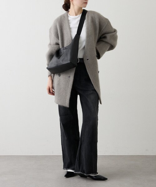 russet（ラシット）の「レザーホーボーバッグ M（ショルダーバッグ・レディース・ブラック/グレイッシュベージュ・FREE）」の22枚目の写真