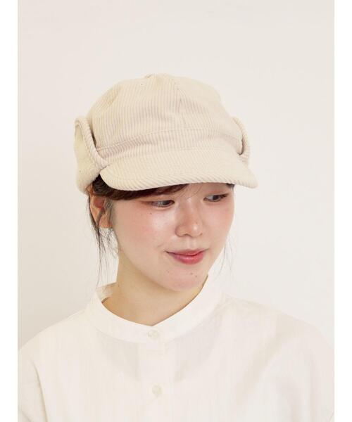 Samansa Mos2（サマンサ モスモス）の「【消臭効果】コーデュロイフライトキャップ（ハット・レディース・キャメル/オフホワイト・F）」の2枚目の写真