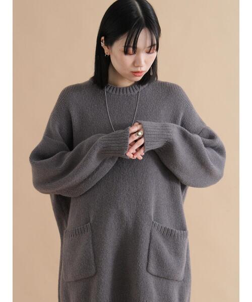 sm2rhythm（サマンサモスモスリズム）の「モヘヤライクニットチュニックワンピース（ワンピース・レディース・ブラウン/チャコールグレー・F）」の5枚目の写真