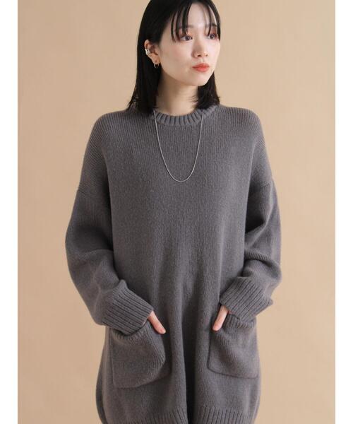 sm2rhythm（サマンサモスモスリズム）の「モヘヤライクニットチュニックワンピース（ワンピース・レディース・ブラウン/チャコールグレー・F）」の6枚目の写真