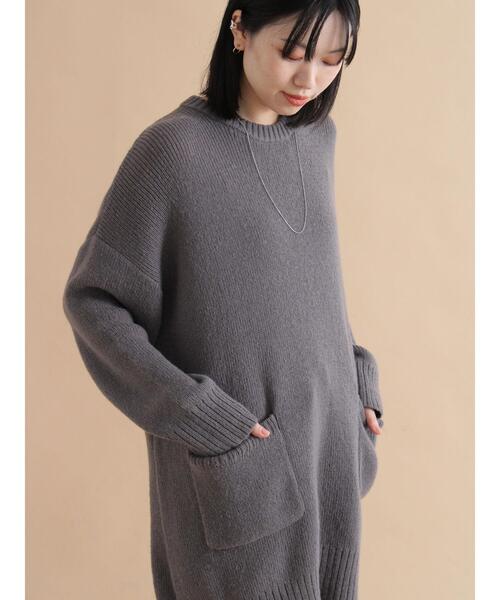 sm2rhythm（サマンサモスモスリズム）の「モヘヤライクニットチュニックワンピース（ワンピース・レディース・ブラウン/チャコールグレー・F）」の7枚目の写真