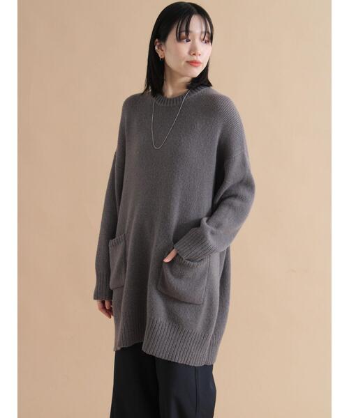 sm2rhythm（サマンサモスモスリズム）の「モヘヤライクニットチュニックワンピース（ワンピース・レディース・ブラウン/チャコールグレー・F）」の8枚目の写真