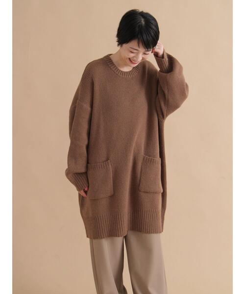 sm2rhythm（サマンサモスモスリズム）の「モヘヤライクニットチュニックワンピース（ワンピース・レディース・ブラウン/チャコールグレー・F）」の14枚目の写真