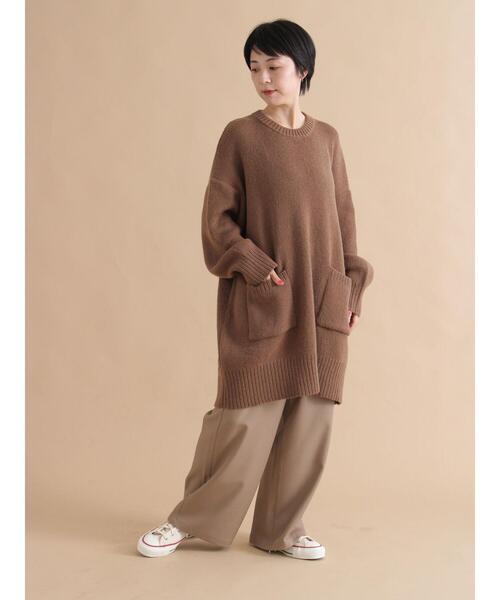 sm2rhythm（サマンサモスモスリズム）の「モヘヤライクニットチュニックワンピース（ワンピース・レディース・ブラウン/チャコールグレー・F）」の20枚目の写真