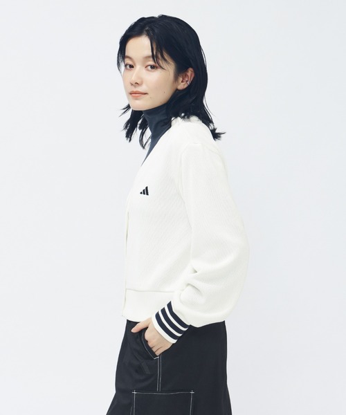 adidas（アディダス）の「【adidas×アルペン限定モデル】アディダス adidas クォーターニット ルーズフィット カーディガン（カーディガン/ボレロ・レディース・オフホワイト/ブラウン・S/M/L/XL）」の4枚目の写真