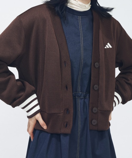 adidas（アディダス）の「【adidas×アルペン限定モデル】アディダス adidas クォーターニット ルーズフィット カーディガン（カーディガン/ボレロ・レディース・オフホワイト/ブラウン・S/M/L/XL）」の9枚目の写真