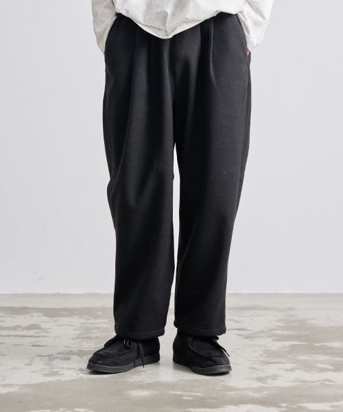Revo.（レボ）の「Revo. メルトン 裾ドローコード スラックス ワイドパンツ（スラックス・メンズ・ブラック/カーキ/グレー・1/2）」の2枚目の写真