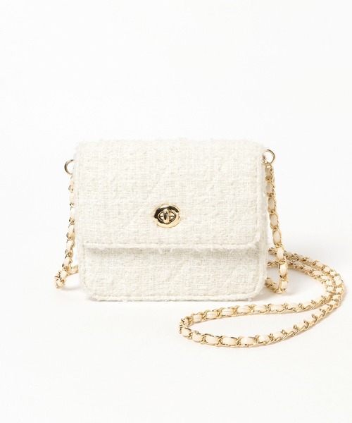 Heather（ヘザー）の「ツイードコンパクトBAG　607264（ショルダーバッグ・レディース・ブラック/アイボリー・ONE SIZE）」の6枚目の写真
