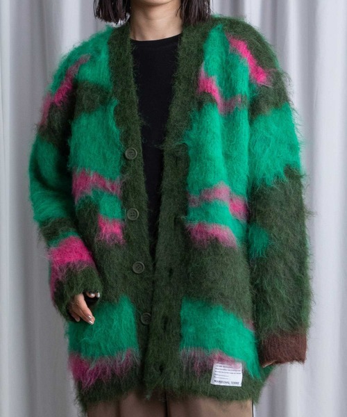 MARECHAL TERRE（マルシャルテル）の「ジャガードオーバーニットカーディガン（カーディガン/ボレロ・レディース・レッド/ブルー/ブラック/グリーン・MEDIUM）」の4枚目の写真