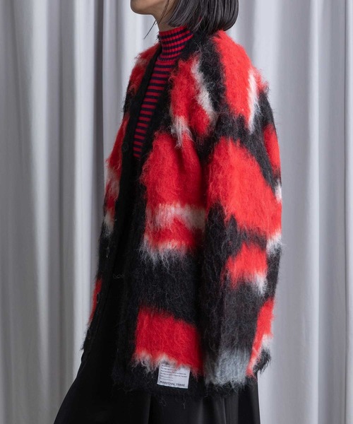 MARECHAL TERRE（マルシャルテル）の「ジャガードオーバーニットカーディガン（カーディガン/ボレロ・レディース・レッド/ブルー/ブラック/グリーン・MEDIUM）」の11枚目の写真