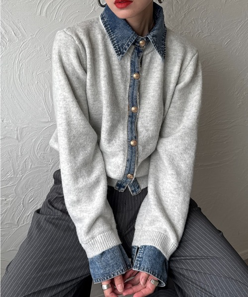 デニムドッキングニット（ニット/セーター）｜deux amour