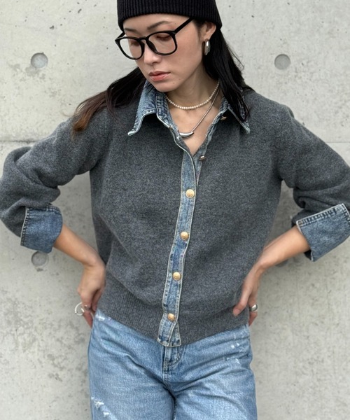 デニムドッキングニット（ニット/セーター）｜deux amour