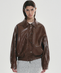 VINTAGE OVER FIT LEATHER JUMPER_BROWN