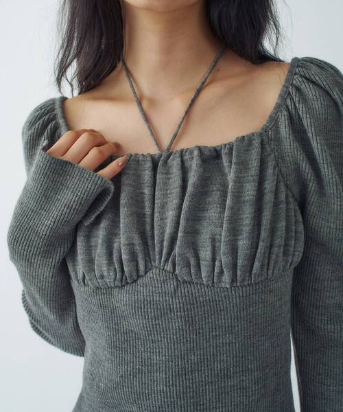 CODE A（コードエー）の「femi gather rib knit（ニット/セーター・レディース・グレー/ベージュ/パープル・00）」の13枚目の写真