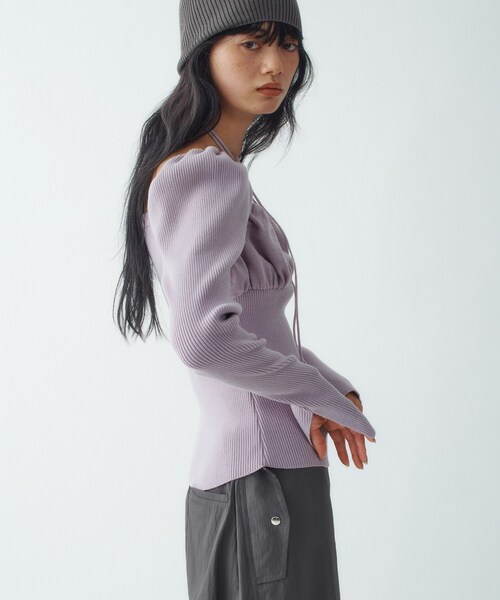 CODE A（コードエー）の「femi gather rib knit（ニット/セーター・レディース・グレー/ベージュ/パープル・00）」の11枚目の写真
