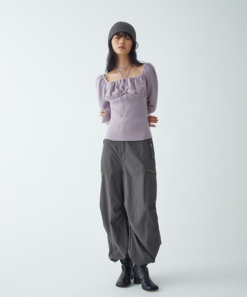 CODE A（コードエー）の「femi gather rib knit（ニット/セーター・レディース・グレー/ベージュ/パープル・00）」の15枚目の写真