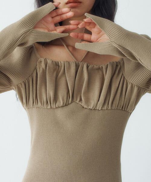 CODE A（コードエー）の「femi gather rib knit（ニット/セーター・レディース・グレー/ベージュ/パープル・00）」の12枚目の写真