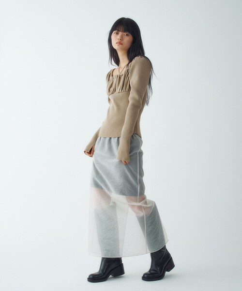 CODE A（コードエー）の「femi gather rib knit（ニット/セーター・レディース・グレー/ベージュ/パープル・00）」の8枚目の写真