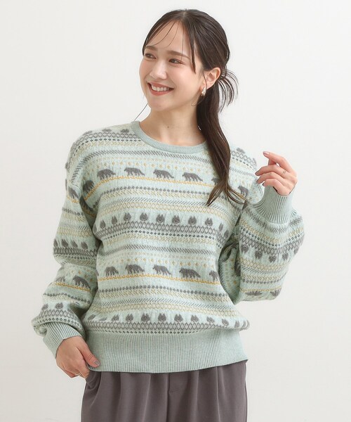 セール】【旭山動物園応援商品】ノルディック柄 モールニット（ニット