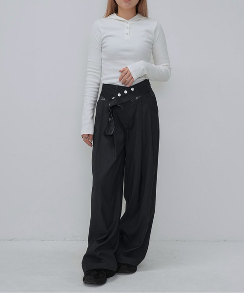 Enewd nina(エニュードニーナ)の「リブフーディトップス(Tシャツ/カットソー・レディース・ブラック/グレー/ホワイト・FREE)」の11枚目の写真