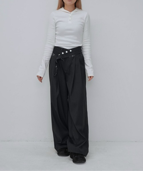 Enewd nina(エニュードニーナ)の「リブフーディトップス(Tシャツ/カットソー・レディース・ブラック/グレー/ホワイト・FREE)」の12枚目の写真