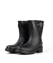 NICOLE BUCKLE SHORT RAIN BOOTS_BLACK