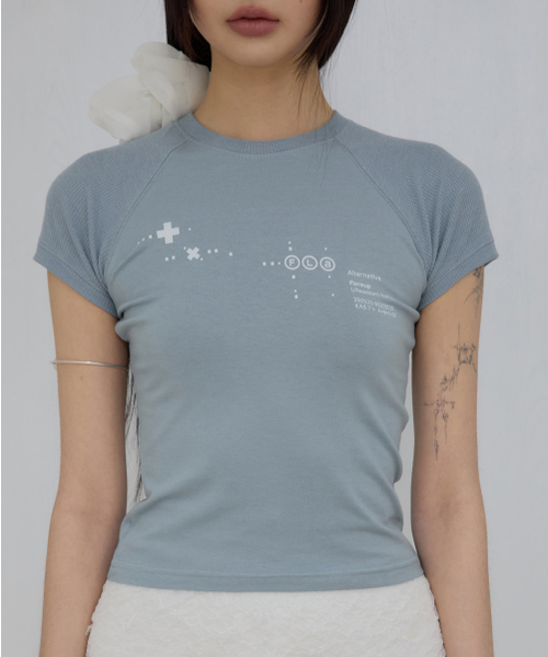 FLAREUP(フレアアップ)の「ムタ ワッフル ラグラン Tシャツ (FL-154_Sky)(Tシャツ/カットソー・レディース・スカイブルー・1/2/3)」の6枚目の写真