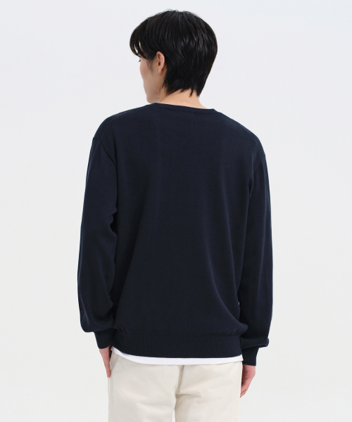 MUSINSA STANDARD（ムシンサスタンダード）の「ウォッシャブルスーピマコットンクルーネックニット[ネイビー]（ニット/セーター・メンズ・その他・SMALL/MEDIUM/LARGE/X-LARGE/XX-LARGE）」の8枚目の写真