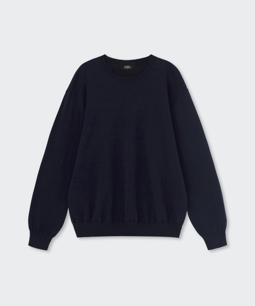 MUSINSA STANDARD（ムシンサスタンダード）の「ウォッシャブルスーピマコットンクルーネックニット[ネイビー]（ニット/セーター・メンズ・その他・SMALL/MEDIUM/LARGE/X-LARGE/XX-LARGE）」の4枚目の写真
