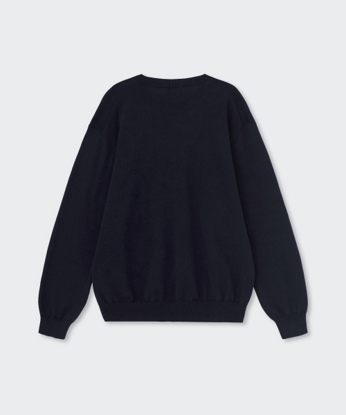 MUSINSA STANDARD（ムシンサスタンダード）の「ウォッシャブルスーピマコットンクルーネックニット[ネイビー]（ニット/セーター・メンズ・その他・SMALL/MEDIUM/LARGE/X-LARGE/XX-LARGE）」の3枚目の写真