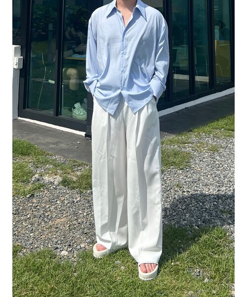 MUSINSA STANDARD（ムシンサスタンダード）の「ワイドヒドゥンバンディングスラックス[ホワイト]（スラックス・メンズ・その他・29/30/31/33/26/27/28/40/38/42/36/34/32）」の19枚目の写真