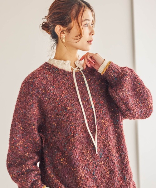 studio CLIP（スタディオクリップ）の「3ゲージツブツブヤーンチュニックニット（ニット/セーター・レディース・ライトグレー/ボルドー/チャコール・FREE）」の3枚目の写真