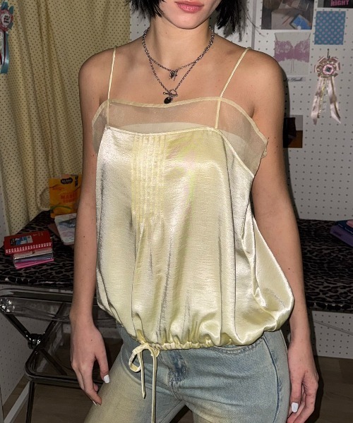 SHAGGIE(シャギー)の「ドローストリングサテンキャミソールトップス(キャミソール・レディース・イエロー/パープル/ブラック・FREE)」の17枚目の写真