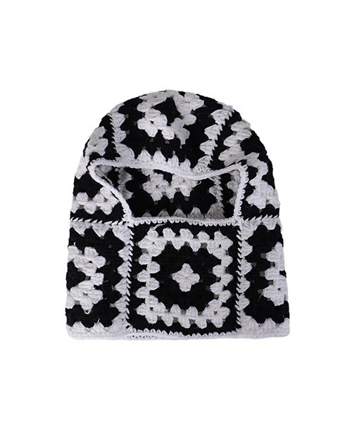 B.I.D.（ビーアイディー）の「《EK468/かぎ編みクロシェモチーフニットバラクラバ（ニットキャップ/ビーニー・レディース・ブラック・FREE）」の4枚目の写真