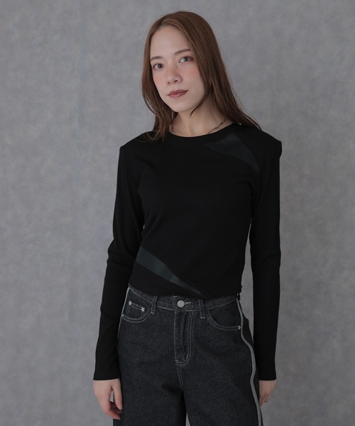 SUWDEE(スーディー)の「switching combination tops(Tシャツ/カットソー・レディース・ブラック/グレー/ブラウン・FREE)」の5枚目の写真