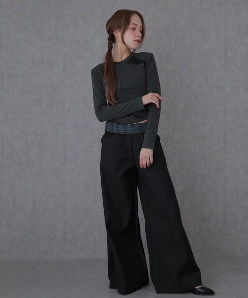SUWDEE(スーディー)の「switching combination tops(Tシャツ/カットソー・レディース・ブラック/グレー/ブラウン・FREE)」の7枚目の写真