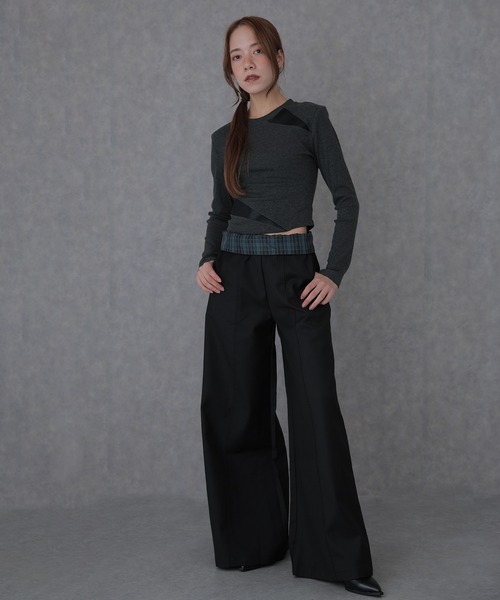 SUWDEE(スーディー)の「switching combination tops(Tシャツ/カットソー・レディース・ブラック/グレー/ブラウン・FREE)」の8枚目の写真