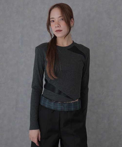 SUWDEE(スーディー)の「switching combination tops(Tシャツ/カットソー・レディース・ブラック/グレー/ブラウン・FREE)」の10枚目の写真