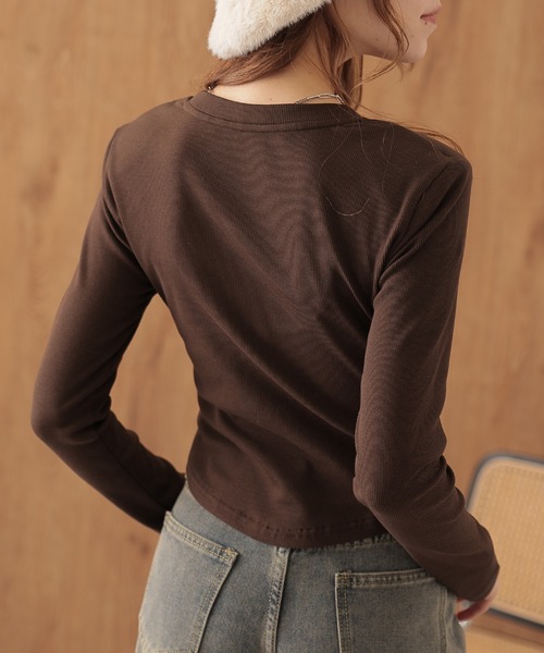 SUWDEE(スーディー)の「switching combination tops(Tシャツ/カットソー・レディース・ブラック/グレー/ブラウン・FREE)」の14枚目の写真