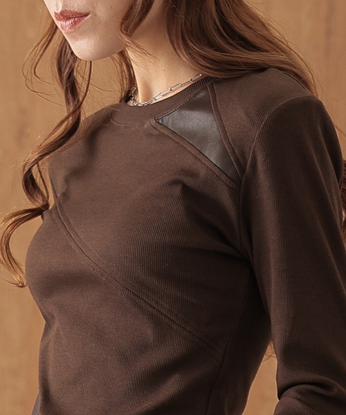 SUWDEE(スーディー)の「switching combination tops(Tシャツ/カットソー・レディース・ブラック/グレー/ブラウン・FREE)」の15枚目の写真
